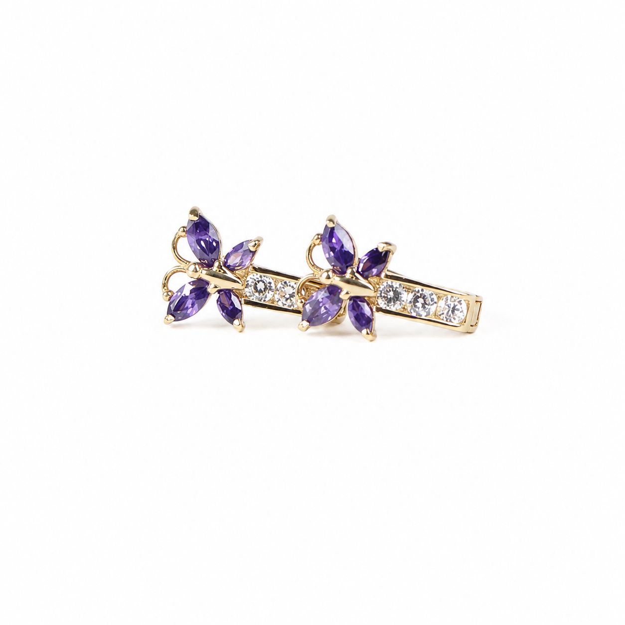 14K Gold Butterfly Earrings with Cubic Zirconia