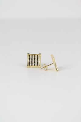 14K Gold Square Stud Earrings with Black & White Cubic Zirconia 14K Gold Square Stud Earrings with Black & White Cubic Zirconia