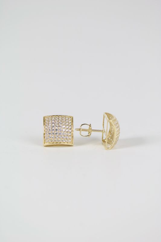 14K Gold Square Stud Earrings with Cubic Zirconia Accents 14K Gold Square Stud Earrings with Cubic Zirconia Accents