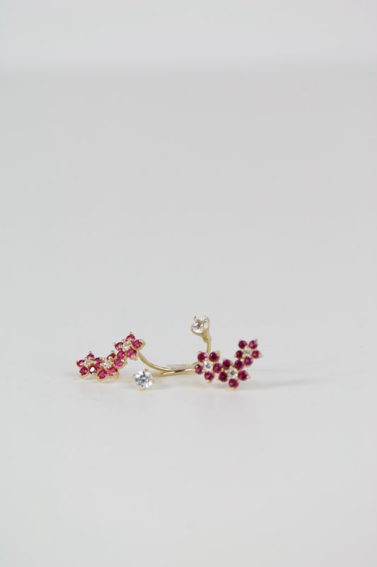 14K Gold Telephone Earrings with Red & White Cubic Zirconia 14K Gold Telephone Earrings with Red & White Cubic Zirconia