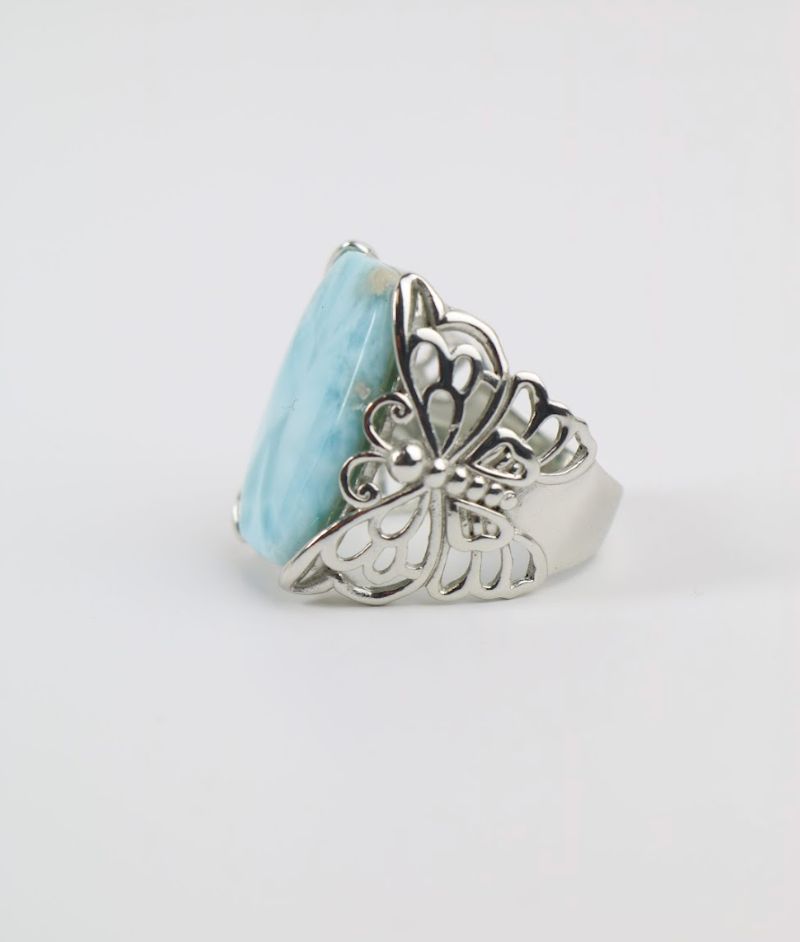 Butterfly Serenity Larimar Ring – Sterling Silver