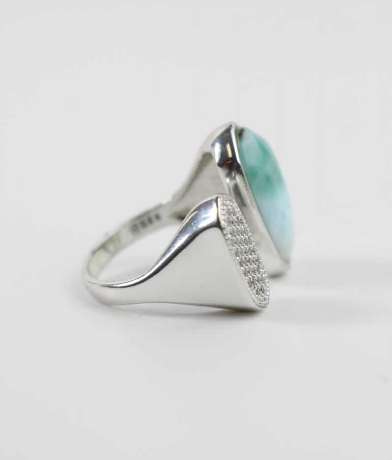 Ocean Mirage Larimar Duo Ring – Sterling Silver