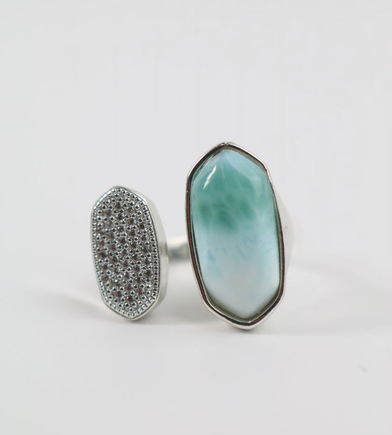 Ocean Mirage Larimar Duo Ring – Sterling Silver