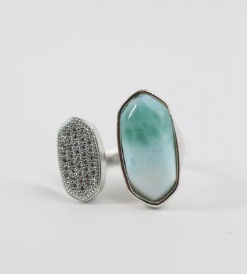 Ocean Mirage Larimar Duo Ring – Sterling Silver Ocean Mirage Larimar Duo Ring – Sterling Silver