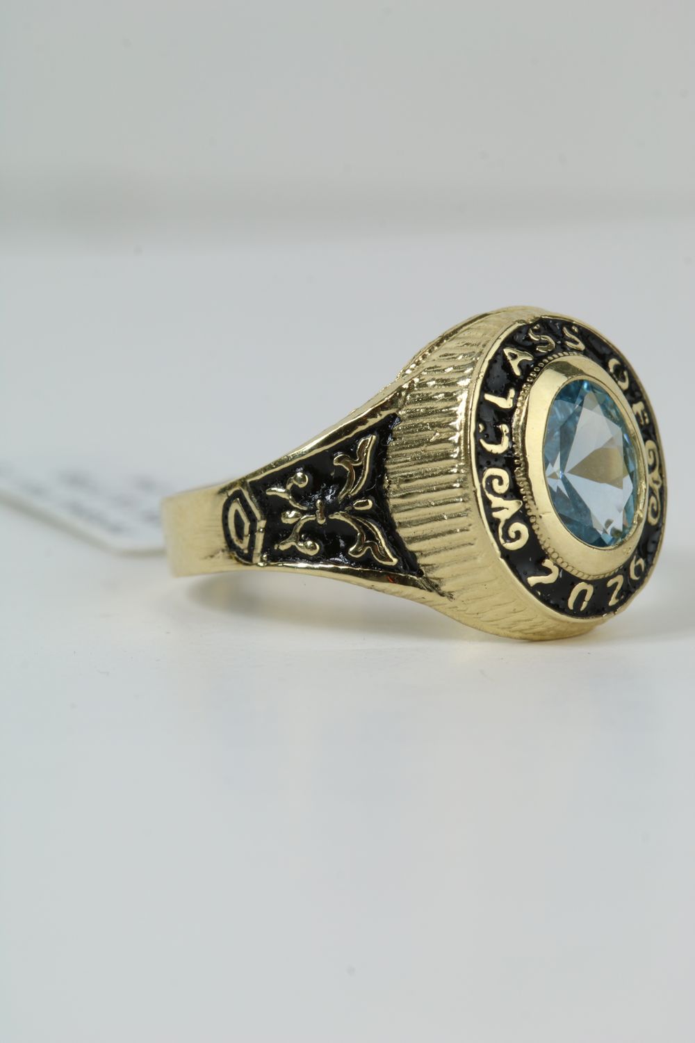 14K Gold Class of 2026 Graduation Ring – Light Blue CZ