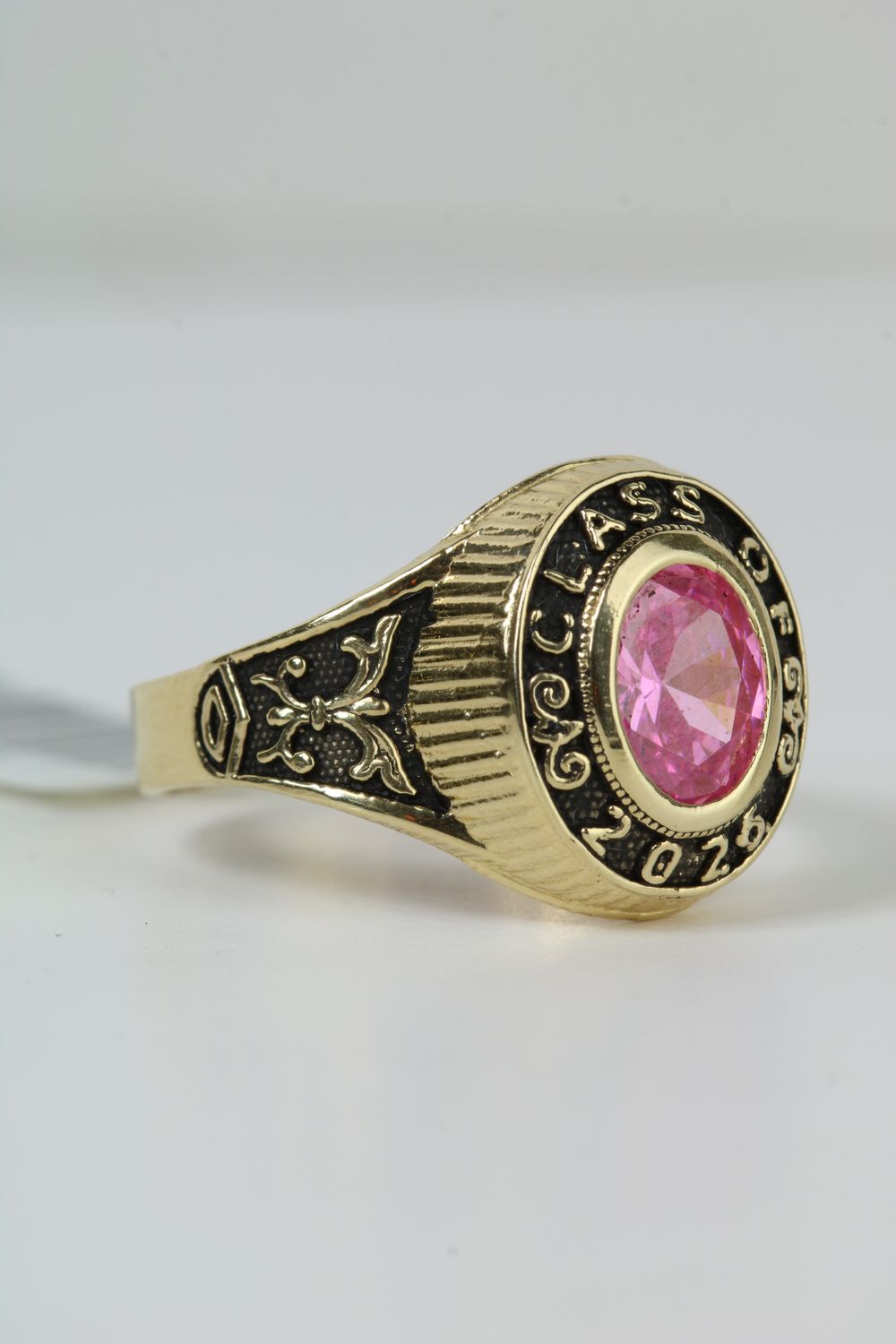 14K Gold Class of 2026 Graduation Ring – Oval Pink CZ