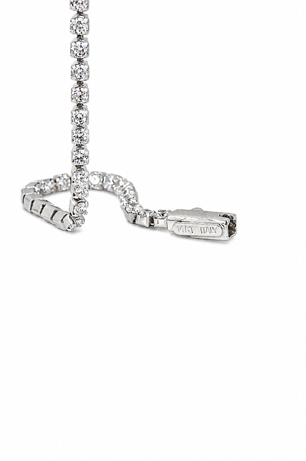 14K White Gold High Polish White CZ Tennis Bracelet