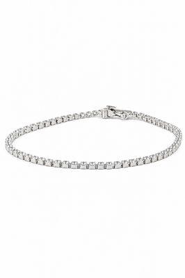 14K White Gold High Polish White CZ Tennis Bracelet