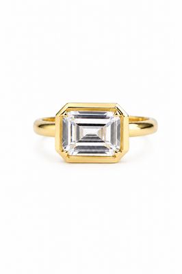 14K Yellow Gold Emerald-Cut CZ Bezel Ring 14K Yellow Gold Emerald-Cut CZ Bezel Ring