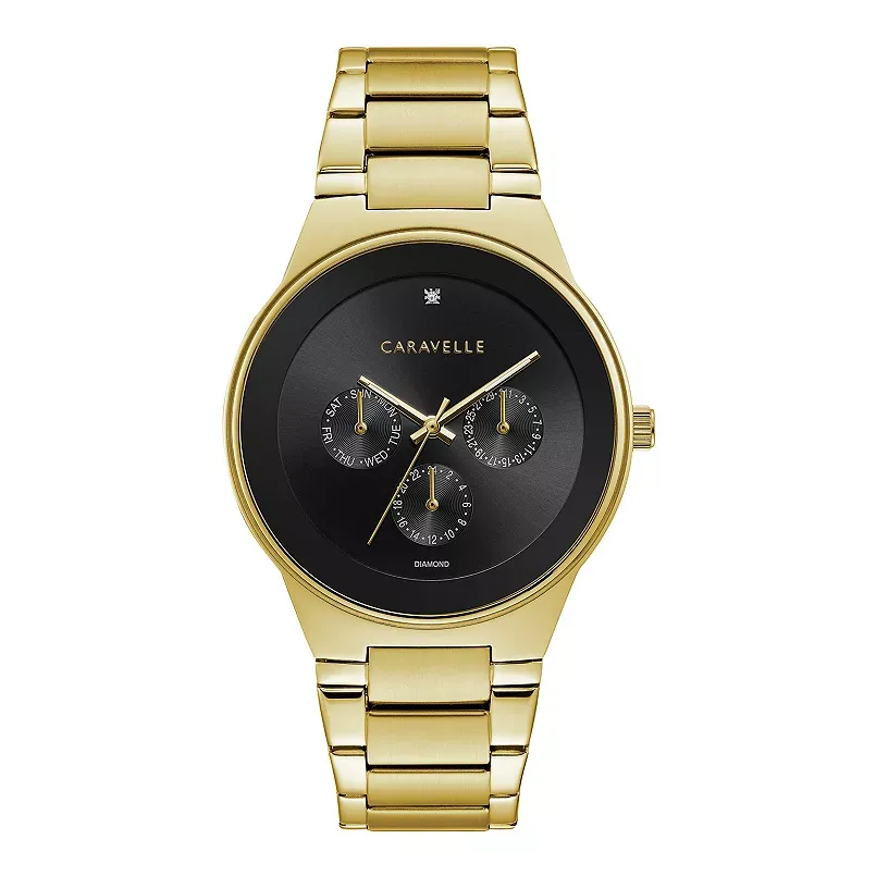 Caravelle Men's Gold-Tone Diamond Multifunction Watch Caravelle Men's Gold-Tone Diamond Multifunction Watch
