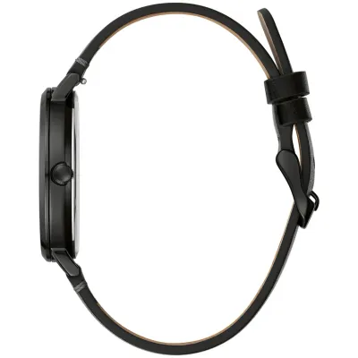 Caravelle Men's Black Leather Strap Watch