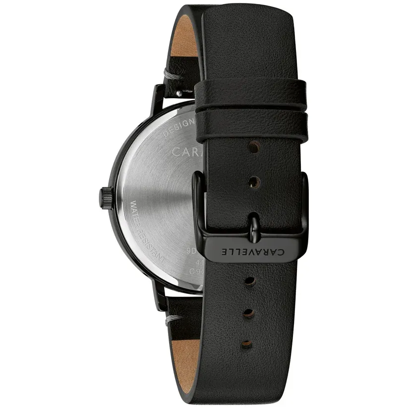 Caravelle Men's Black Leather Strap Watch Caravelle Men's Black Leather Strap Watch