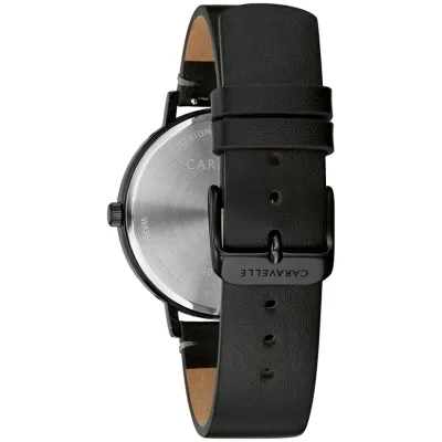 Caravelle Men's Black Leather Strap Watch Caravelle Men's Black Leather Strap Watch