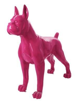 Statue en Résine Chien Boxer XXL Rose - 190cm