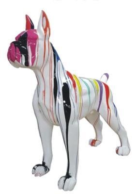Statue en Résine Chien Boxer XXL Trash Blanc - 190cm