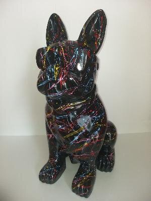 Statue chien bulldog lunette coloré XL H-80cm Statue chien bulldog lunette coloré XL H-80cm