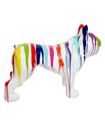 Statue en résine Bulldog français Origami Trash Blanc L 80cm
