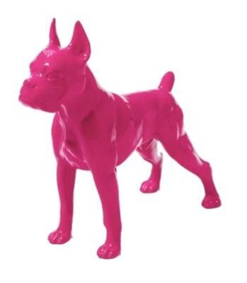 Statue en Résine Chien Boxer Rose - 110cm
