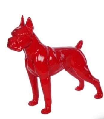 Statue en Résine Chien Boxer Rouge - 110cm