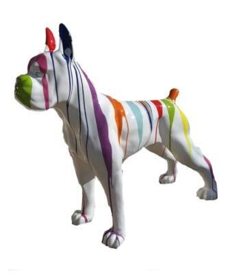 Statue en Résine Chien Boxer Trash Blanc - 110cm