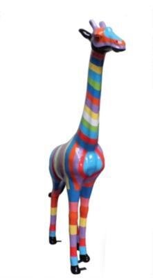 Sculpture en Résine Girafe Multicolore - 210cm