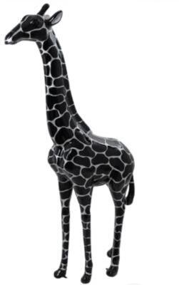 Sculpture en Résine Girafe Argent et Noir - 210cm