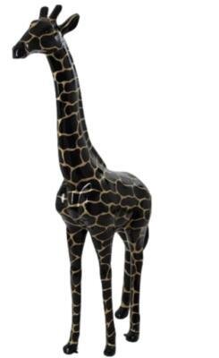 Sculpture en Résine Girafe Or et Noir - 210cm