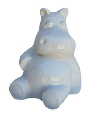 Sculpture hippopotame assis Noir et Argent XXL - 100cm