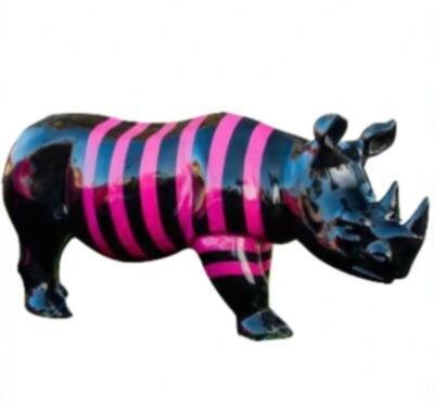 Statue en résine Rhinoceros Rose et Noir JP - 110cm