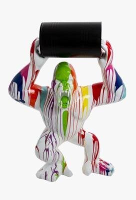 Statue en Résine Gorille Bidon Trash Blanc - 250cm