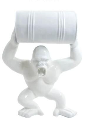 Statue en Résine Gorille Bidon Blanc - 70cm