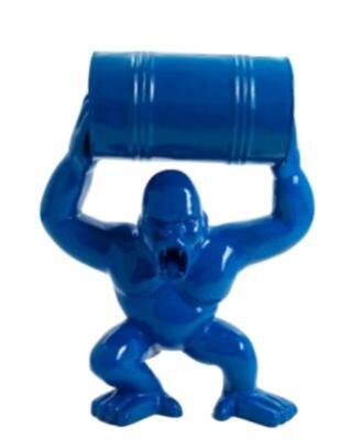 Statue en Résine Gorille Bidon Bleu - 70cm