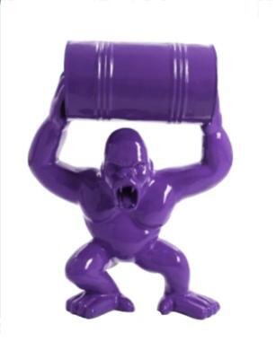 Statue en Résine Gorille Bidon Violet - 70cm