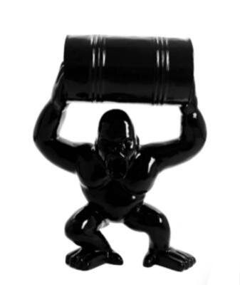 Statue en Résine Gorille Bidon Noir - 70cm
