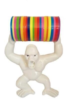 Statue en Résine Gorille Bidon Multicolore Blanc - 70cm
