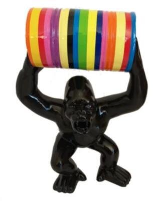 Statue en Résine Gorille Bidon Multicolore Noir - 70cm