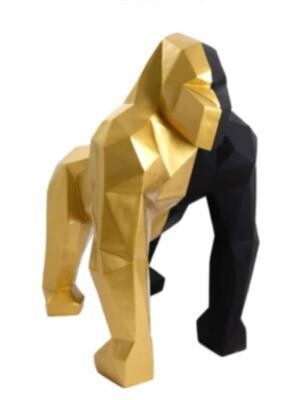 Sculpture en résine Gorille Origami Or et Noir - 130cm Sculpture en résine Gorille Origami Or et Noir - 130cm