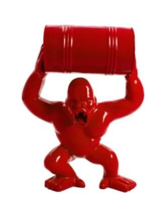 Statue en Résine Gorille Bidon Rouge - 70cm Statue en Résine Gorille Bidon Rouge - 70cm