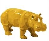 Sculpture en Résine Hippopotame Origami Jaune - 95cm