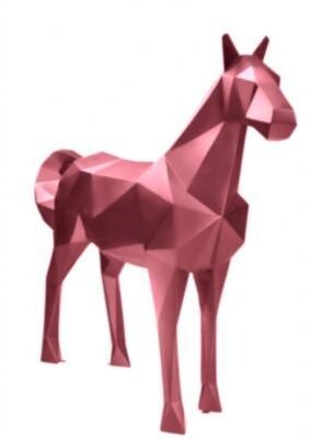 Sculpture Cheval Origami en Résine Rose - 220cm