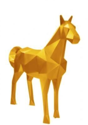 Sculpture Cheval Origami en Résine Jaune - 220cm