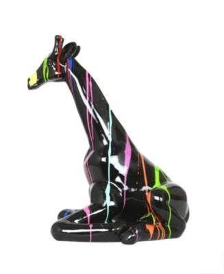 Statue en Résine Girafe Assise Trash Noir - 90cm Statue en Résine Girafe Assise Trash Noir - 90cm