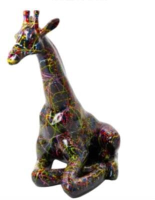 Statue en Résine Girafe Assise Splash Noir - 90cm Statue en Résine Girafe Assise Splash Noir - 90cm