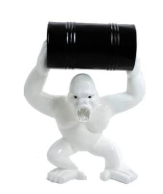 Statue en Résine Gorille Bidon Blanc et Noir - 70cm Statue en Résine Gorille Bidon Blanc et Noir - 70cm