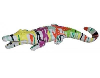 Sculpture en résine d'un Crocodile ULTRA BRILLANT TB L-100cm