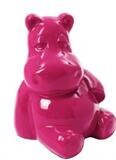 Statue Hippopotame Assis Rose - 50cm