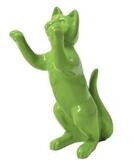 Statue En Résine Chat Debout Vert - 55cm