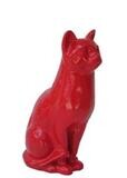 Statue En Résine Chat Assis Rouge - 40cm