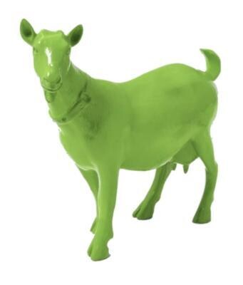 Sculpture en resine d'une chevre Vert - L 60cm