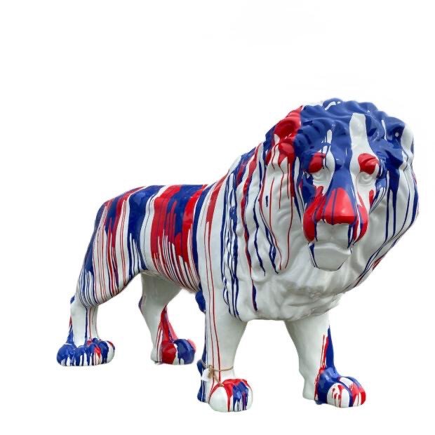 Sculpture Lion Trash Blanc XXL - L 190cm